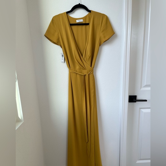 Nwt Aritzia Wrap Dress In Gold *Med* | Color: Gold | Size: M | Maheenmian1234's Closet
